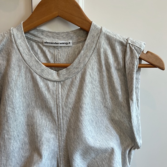 T by Alexander Wang Wash & Go Side-Tie Crop Top, Size S, Grey - Picture 5 of 9